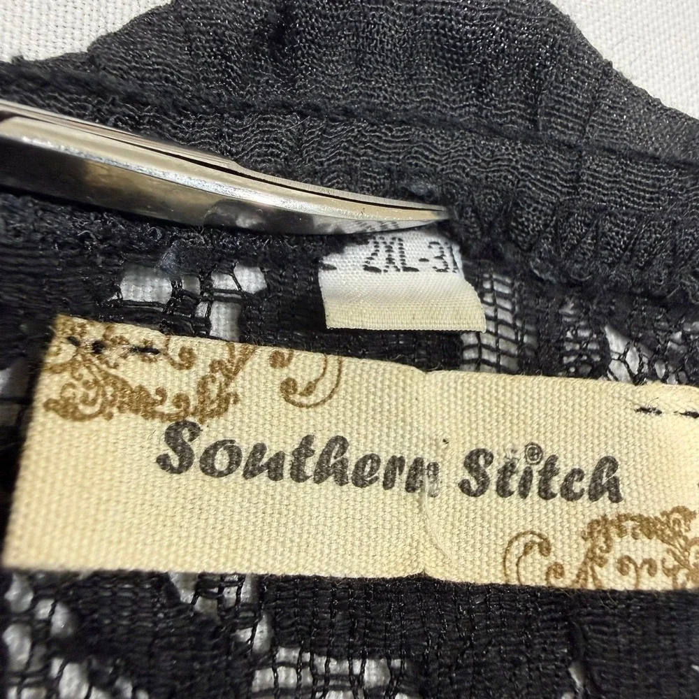 Southern Stitch Vest Womens 2XL 3XL Black Sheer Lace Tiered Ruffle Whimsigoth